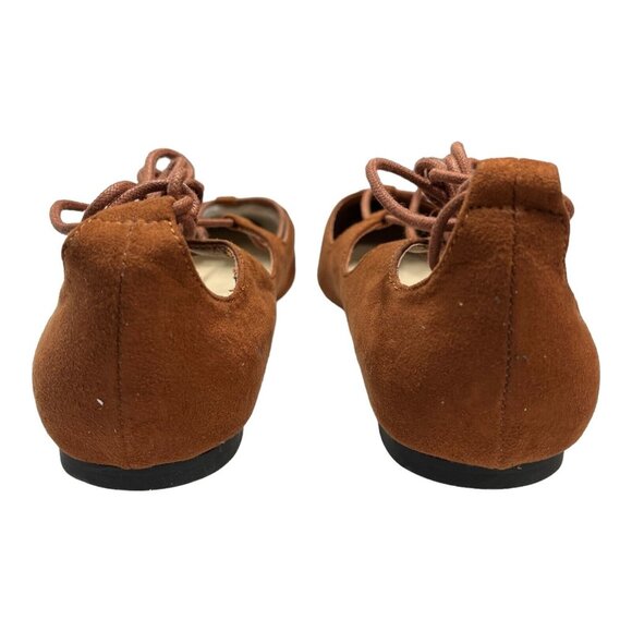 Callisto of California Shoe Womens 10 M Brown Lace Up Pointed Toe Ballet Flats - Picture 4 of 12